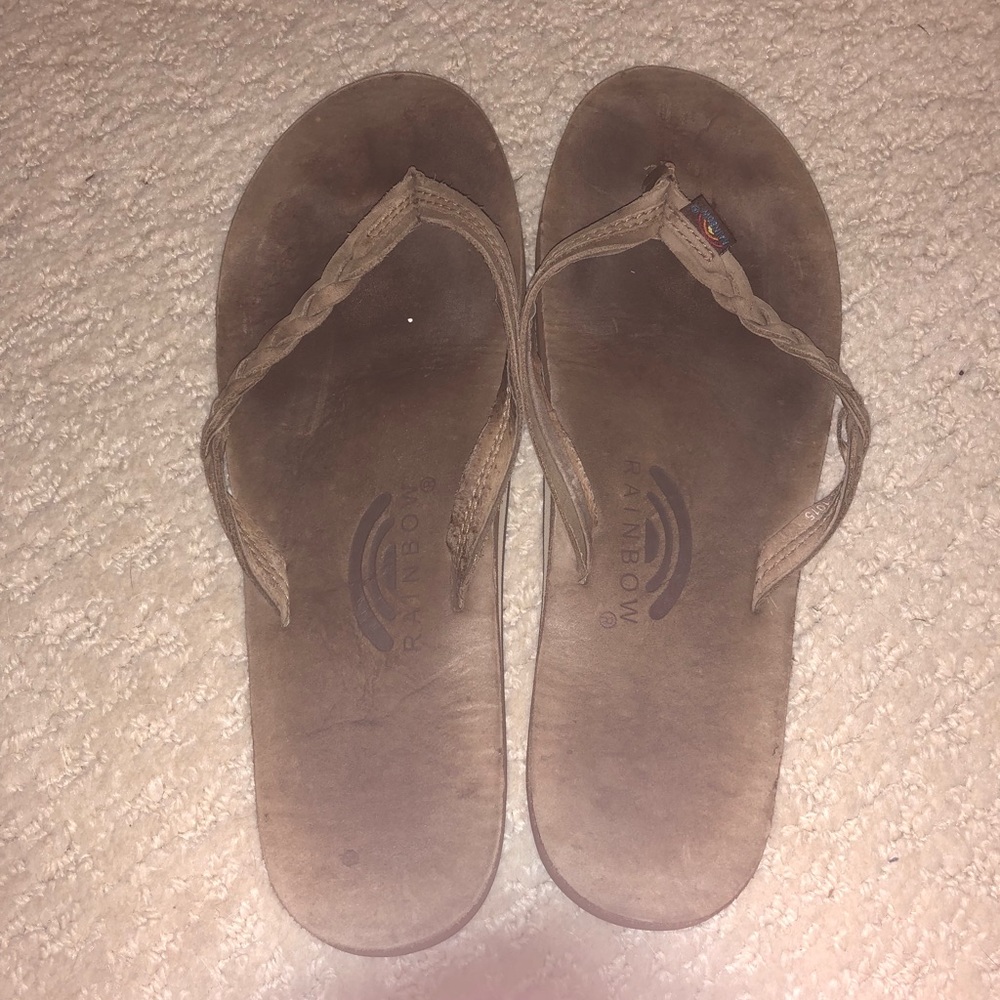 Rainbow flip flops